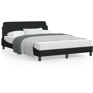 vidaXL Cadre de lit avec tête de lit Noir 120x200 cm Tissu pas cher