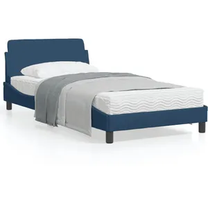 vidaXL Cadre de lit avec tête de lit Bleu 100 x 200 cm Tissu pas cher