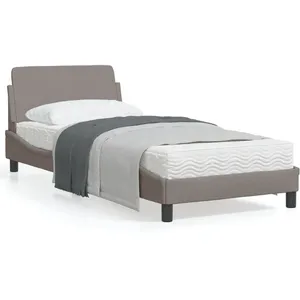 vidaXL Cadre de lit avec tête de lit Taupe 90x190 cm Tissu pas cher