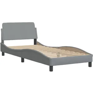 vidaXL Cadre de lit avec tête de lit Gris clair 90x200 cm Tissu pas cher