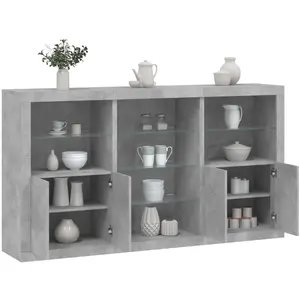 vidaXL Buffet avec lumières LED gris béton 181,5x37x100 cm pas cher
