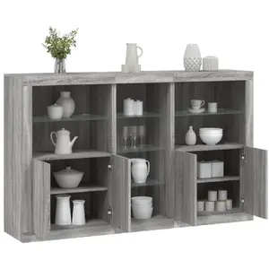 vidaXL Buffet avec lumières LED sonoma gris 162x37x100 cm pas cher