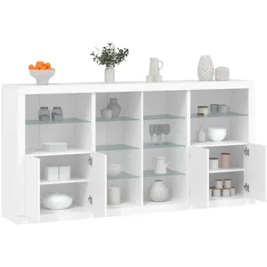 Comparateur de prix : vidaXL Buffet avec lumières LED blanc 202x37x100 cm
