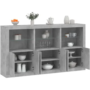vidaXL Buffet avec lumières LED gris béton 181,5x37x100 cm pas cher