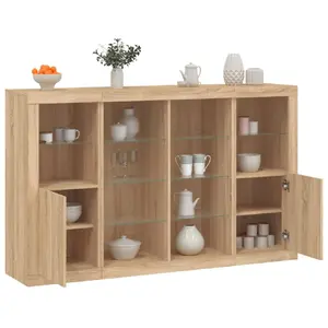Comparateur de prix : vidaXL Buffets avec lumières LED 3 pcs chêne sonoma bois d'ingénierie