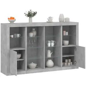 vidaXL Buffets avec lumières LED 3 pcs gris béton bois d'ingénierie pas cher