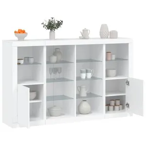 Comparateur de prix : vidaXL Buffets avec lumières LED 3 pcs blanc bois d'ingénierie