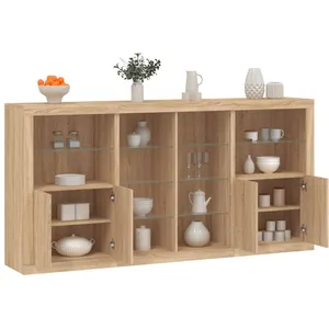 vidaXL Buffet avec lumières LED chêne sonoma 202x37x100 cm pas cher