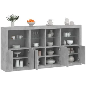vidaXL Buffet avec lumières LED gris béton 202x37x100 cm pas cher
