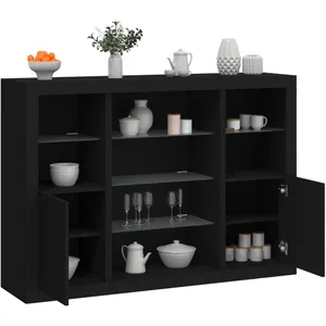 vidaXL Buffets avec lumières LED 3 pcs noir bois d'ingénierie pas cher
