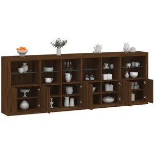vidaXL Buffet avec lumières LED chêne marron 283x37x100 cmVendu parcarrefour