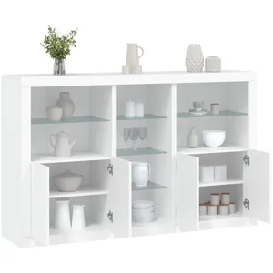 vidaXL Buffet avec lumières LED blanc 162x37x100 cm pas cher