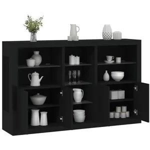 vidaXL Buffet avec lumières LED noir 162x37x100 cm pas cher