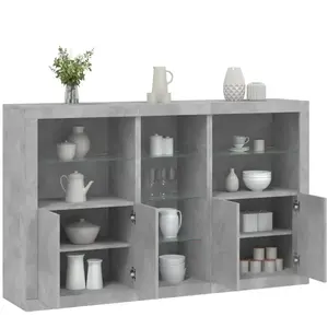 vidaXL Buffet avec lumières LED gris béton 162x37x100 cm pas cher