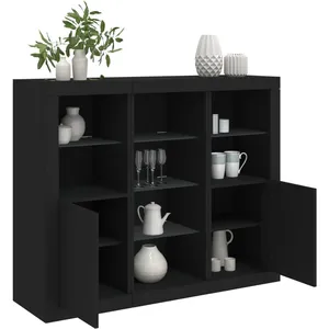 Comparateur de prix : vidaXL Buffets avec lumières LED 3 pcs noir bois d'ingénierie