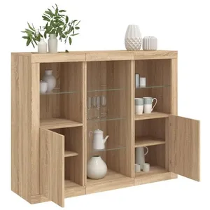 Comparateur de prix : vidaXL Buffets avec lumières LED 3 pcs chêne sonoma bois d'ingénierie
