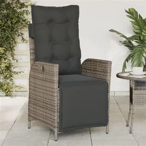 vidaXL Chaise inclinable de jardin et repose-pied gris résine tressée pas cher