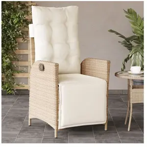 vidaXL Chaise inclinable de jardin et repose-pied beige résine tressée pas cher