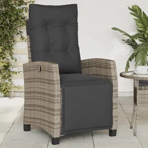 vidaXL Chaise inclinable de jardin et repose-pied gris résine tressée pas cher