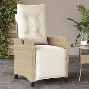 vidaXL Chaise inclinable de jardin et repose-pied beige résine tressée pas cher