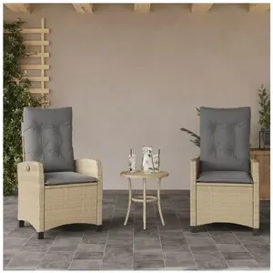 vidaXL Chaises inclinables jardin lot de 2 et coussins résine tressée pas cher