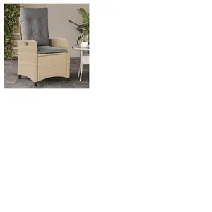 vidaXL Chaise inclinable de jardin coussins mélange beige poly rotin pas cher