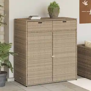 vidaXL Armoire de rangement jardin beige 105x55x113 cm résine tresséeVendu parvidaxl