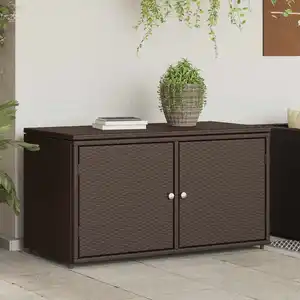 vidaXL Armoire de rangement jardin marron 110x55x60,5cm résine tressée pas cher
