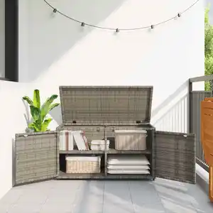 vidaXL Armoire de rangement jardin gris 110x55x60,5 cm résine tressée pas cher