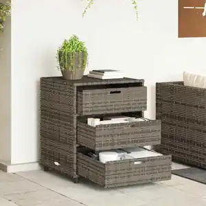 vidaXL Armoire de rangement de jardin gris 55x59x69 cm résine tressée pas cher