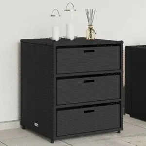vidaXL Armoire de rangement de jardin noir 55x59x69 cm résine tressée pas cher