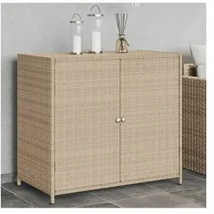Comparateur de prix : vidaXL Armoire de rangement de jardin beige 83x45x76 cm résine tressée