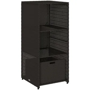 vidaXL Armoire de rangement de jardin noir 50x55x115 cm résine tressée pas cher