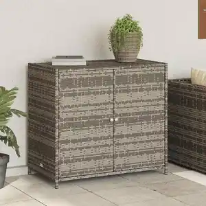 vidaXL Armoire de rangement de jardin gris 83x45x76 cm résine tressée pas cher