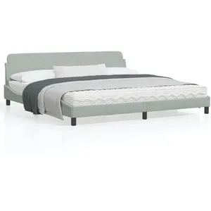 vidaXL Cadre de lit avec tête de lit Gris clair 200x200 cm Velours pas cher