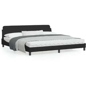 vidaXL Cadre de lit avec tête de lit Noir 200x200 cm Tissu pas cher