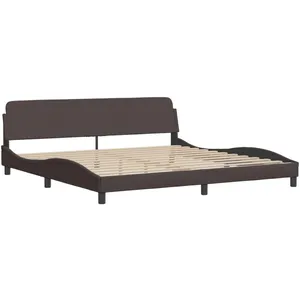 vidaXL Cadre de lit avec tête de lit Marron foncé 200x200 cm Tissu pas cher