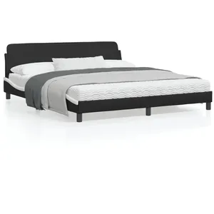 vidaXL Cadre de lit et tête de lit noir et blanc 180x200 cm similicuir pas cher
