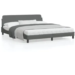 vidaXL Cadre de lit avec tête de lit Gris foncé 180 x 200 cm Tissu pas cher