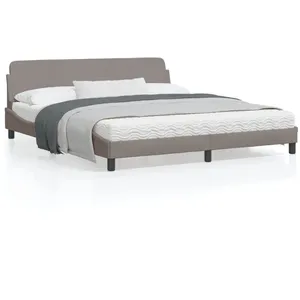 vidaXL Cadre de lit avec tête de lit Taupe 180x200 cm Tissu pas cher