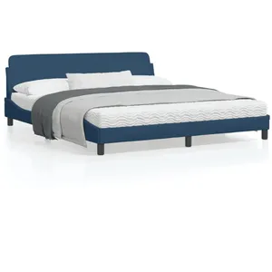 vidaXL Cadre de lit avec tête de lit Bleu 180 x 200 cm Tissu pas cher