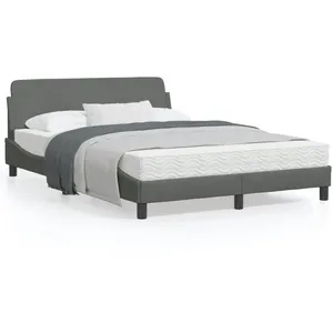 vidaXL Cadre de lit avec tête de lit Gris foncé 140x200 cm Tissu pas cher