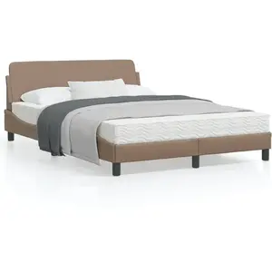 vidaXL Cadre de lit avec tête de lit Cappuccino 140x190 cm Similicuir pas cher