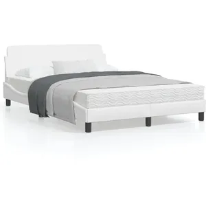 vidaXL Cadre de lit avec tête de lit Blanc 140x190 cm Similicuir pas cher