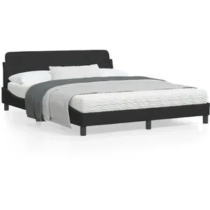 vidaXL Cadre de lit avec tête de lit Noir 160x200 cm Velours pas cher