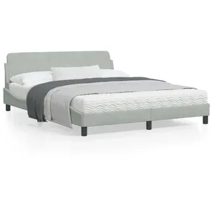 vidaXL Cadre de lit avec tête de lit Gris clair 160x200 cm Velours pas cher