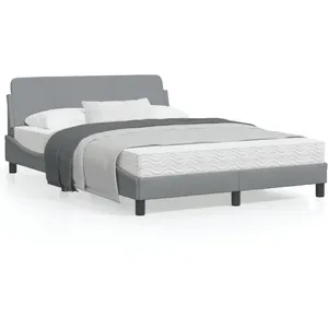 vidaXL Cadre de lit avec tête de lit Gris clair 140x190 cm Tissu pas cher