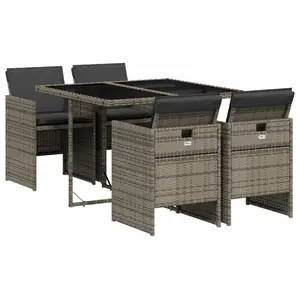 vidaXL Ensemble à manger de jardin 5 pcs coussins gris résine tressée pas cher