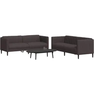 vidaXL Ensemble de canapés 2 pcs marron foncé tissu