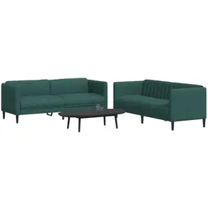 vidaXL Ensemble de canapés 2 pcs vert foncé tissu pas cher